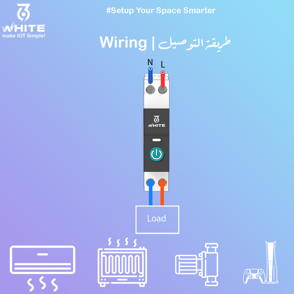 Wiring White369 Smart WiFi Circuit Breaker, 1 Phase, 3 Phase or pole, WiFi, Support Energy Monitor, Remote Control, and Protection Features works with Tuya, Smart Life app, Alexa, and Hey Google Available in Jordan by White369 Shop White369 Smart MCB